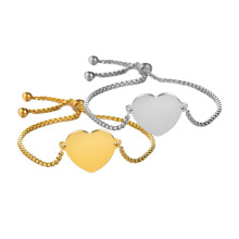 Shangjie OEM joyas Fashion Stainless Steel Adjustable Bracelets Gold Plated Name Engraved Barcelets Heart Bracelets